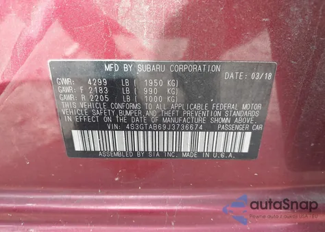 2018 Subaru Impreza 2.0I Premium z USA, uszkodzony, nr VIN 4S3GTAB69J3736674